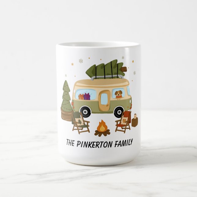 Personalised Cosy Christmas Camper Coffee Mug (Center)