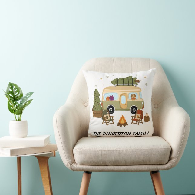 Personalised Cosy Christmas Camper Cushion (Chair)