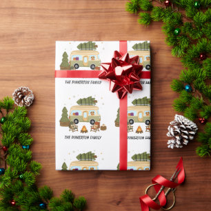 Personalised Cosy Christmas Camper Wrapping Paper