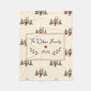 Personalised Cosy Christmas Cottage Fleece Blanket