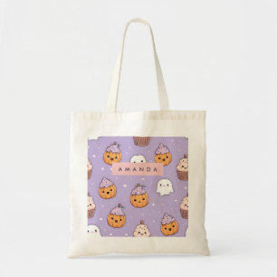 Personalised Cosy Fall Halloween Pumpkin Cupcake Tote Bag
