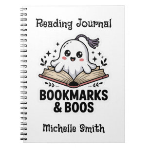 Personalised Cosy Ghost Bookmark with Name Notebook