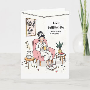 Personalised Cosy Mum Gift Cute Relaxing Self Care Card