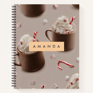 Personalised Cosy Peppermint Hot Chocolate Pattern Notebook