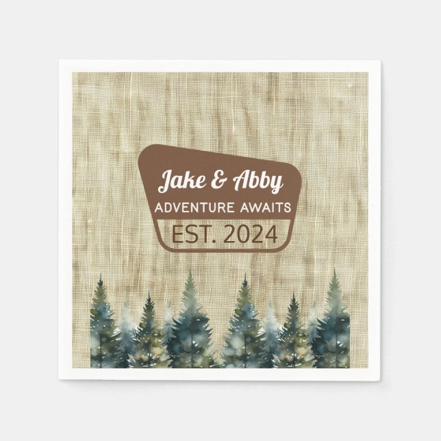 Personalised Cosy Pine Tree Outdoor National Park Napkin (Front)