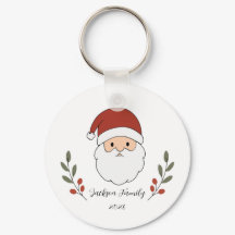 Personalised Cosy Santa Christmas Keychain