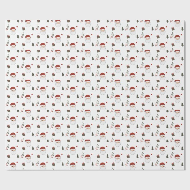 Personalised Cosy Santa Christmas Wrapping Paper (Flat)