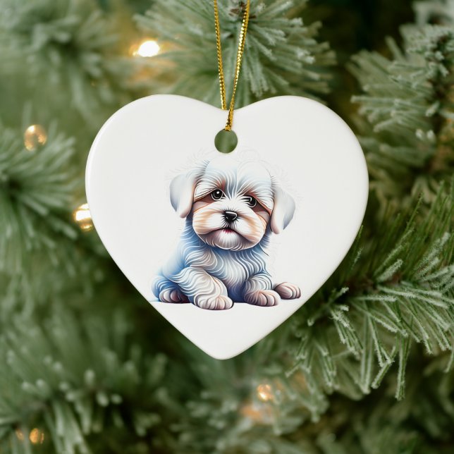 Personalised Coton de Tulear Puppy Ceramic Tree Decoration (Tree)