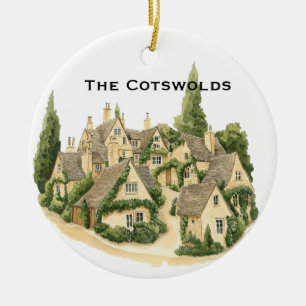 Personalised Cotswolds UK Photo Xmas Ceramic Tree Decoration