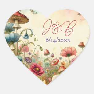 Personalised Cottage Core Wedding  Heart Sticker
