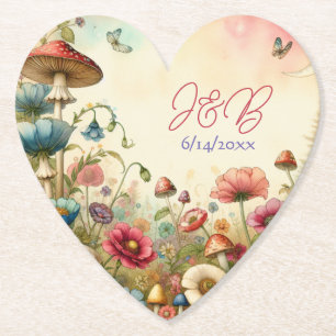 Personalised Cottage Core Wedding Paper Coaster