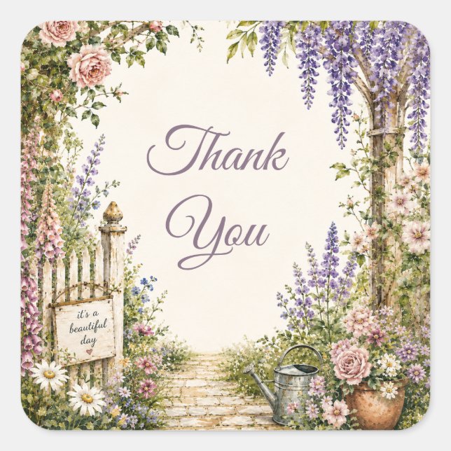 Personalised Cottage Garden Floral Sticker (Front)