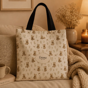 Personalised  Cottagecore Coquette Teddy Bear Gift Tote Bag