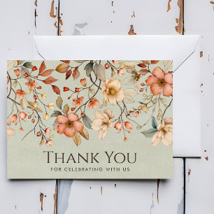 Personalised Cottagecore Sage Green Wildflower Thank You Card