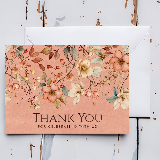 Personalised Cottagecore Terracotta Wildflower Thank You Card (Creator Uploaded)