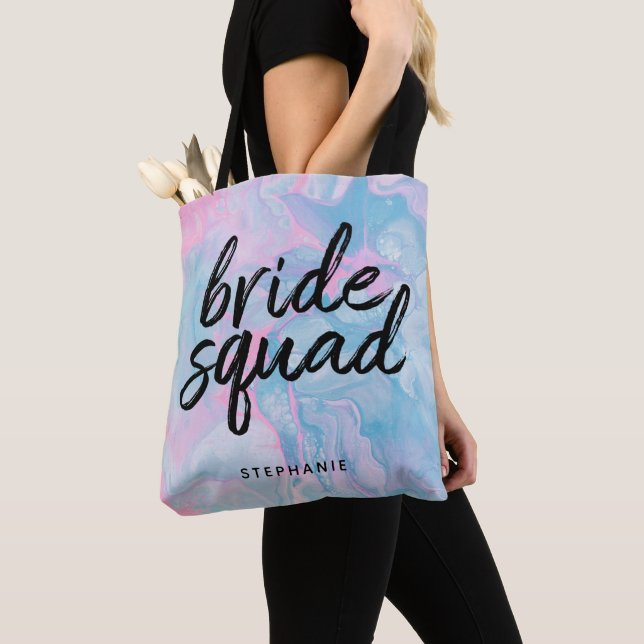 Personalised Cotton Candy Bride Squad Tote Bag (Close Up)