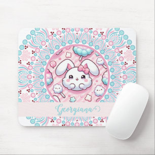 Personalised Cotton Candy Kawaii Bunny Dot Mandala Mouse Pad
