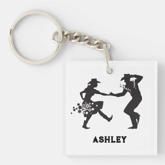 Personalised country and western dancing  key ring (Front)