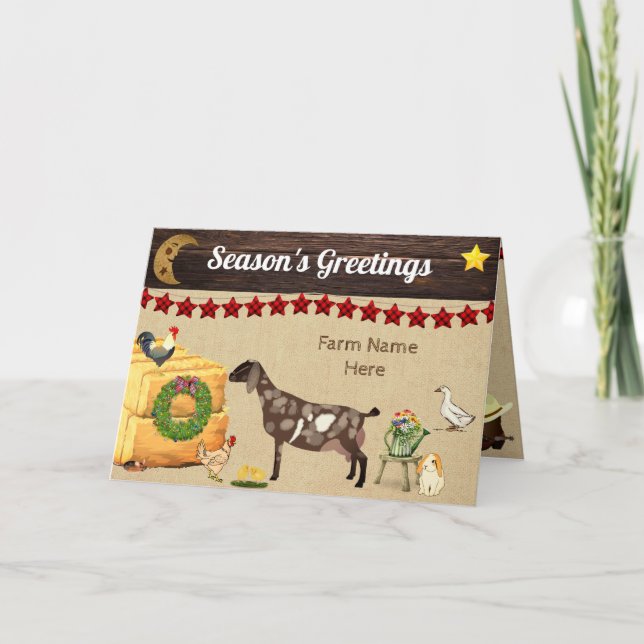 Personalised - Country Christmas Nubian Goat Farm Card (Front)