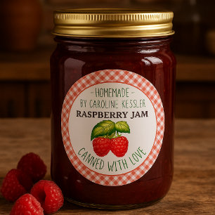 Personalised Country Farm Raspberry Jam Canning Classic Round Sticker