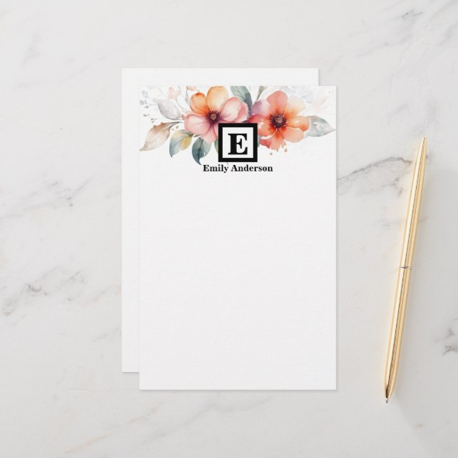 Personalised | Country Flowers Stationery (Front/Back In Situ)