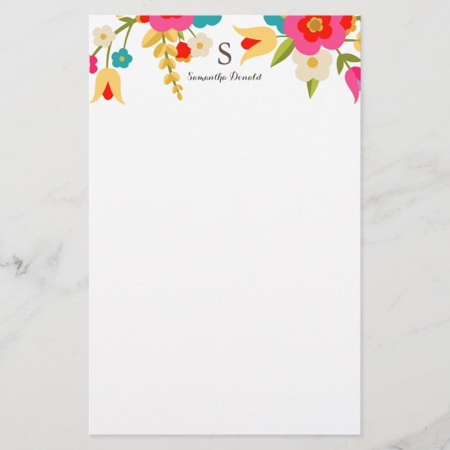 Personalised | Country Flowers Stationery (Front)