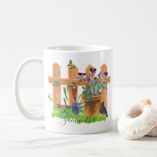 Personalised Country Garden Watercolor Scene Coffee Mug