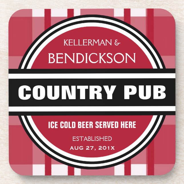 Personalised Country Pub Beer Sign Coaster (Front)