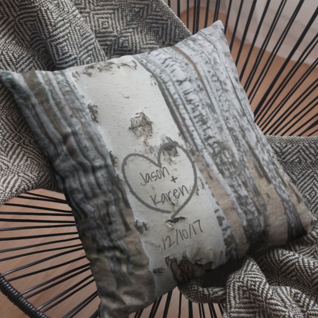 Personalised Country Rustic Carved Heart Cushion (Creator Uploaded)