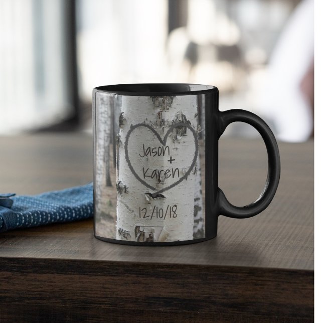 Personalised Country Rustic Carved Heart Mug (Creator Uploaded)