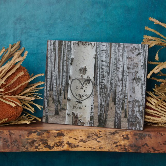 Personalised Country Rustic Carved Heart Plaque (Side)