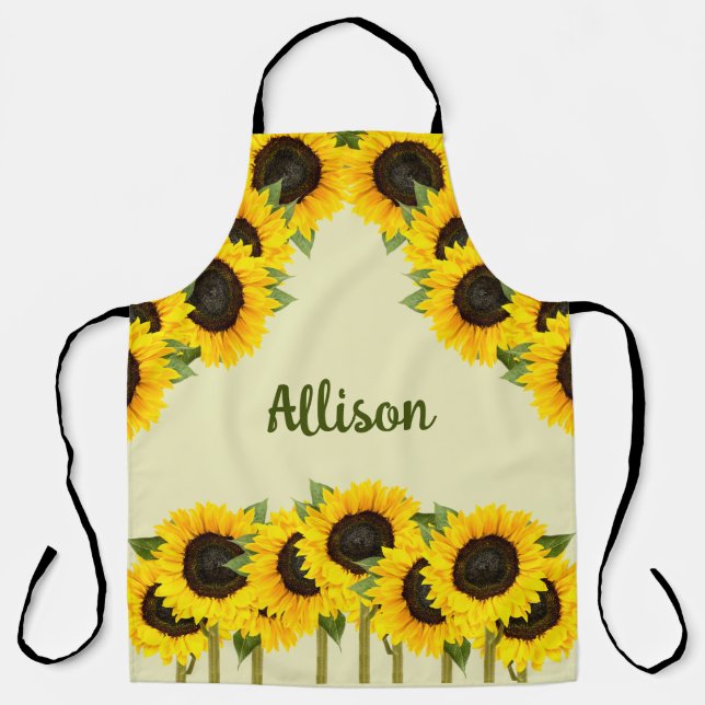Personalised Country Sunflowers  Apron (Front)