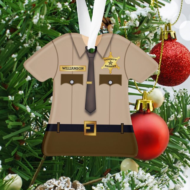 Personalised County Sheriff Khaki Uniform Ornament (Creator Uploaded)