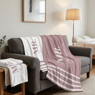 Personalised Couple Beach Towels Mr. & Mrs. Beach Fleece Blanket