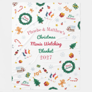 Personalised Couple Christmas Modern Pattern Fleece Blanket