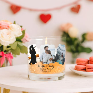 Personalised Couple Collage Photo 1st Anniversary  Whiskey Glass