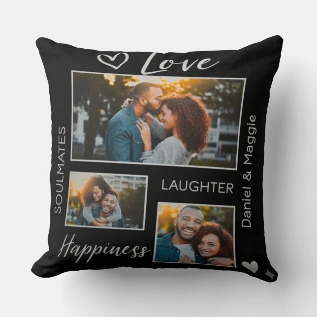 Personalised Couple Collage Throw Pillow (Front)
