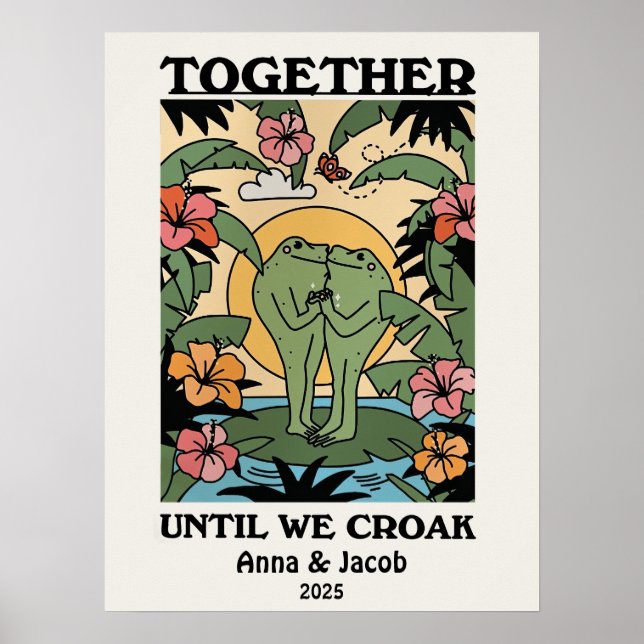 Personalised Couple Custom Frog Two Frogs on a Log Poster (Front)