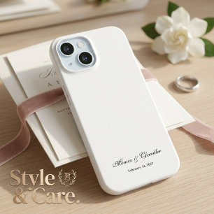 Personalised Couple Date Minimal White iPhone 15 Case