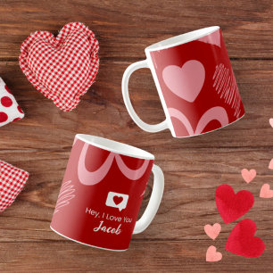 Personalised Couple Heart love you Romantic Name Coffee Mug