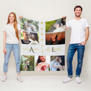 Personalised Couple Memories with 7 Custom Photos Fleece Blanket