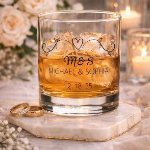 Personalised Couple Monogram Names Wedding Favours Whiskey Glass