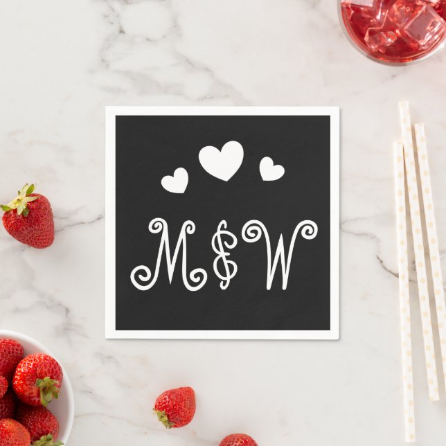 Personalised Couple Monograms Love Paper Napkins (Insitu)