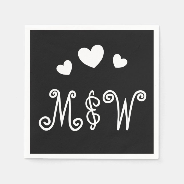 Personalised Couple Monograms Love Paper Napkins (Front)