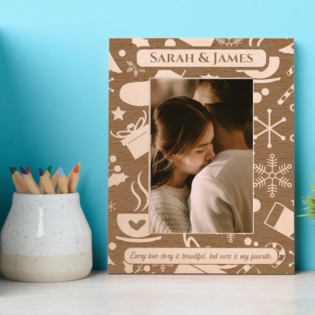 Personalised Couple Name Christmas Holiday Quote Etched Frames (Creator Uploaded)