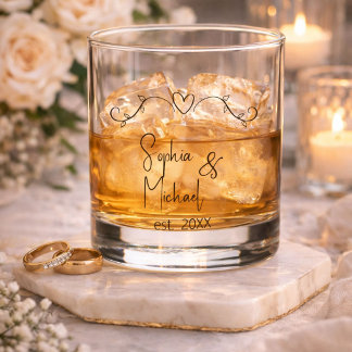 Personalised Couple Names Wedding Favours Whiskey Glass