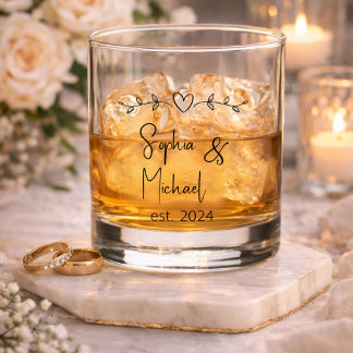 Personalised Couple Names Wedding Favours Whiskey Glass