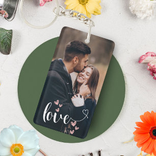 Personalised Couple photo collage Love hearts Key Ring