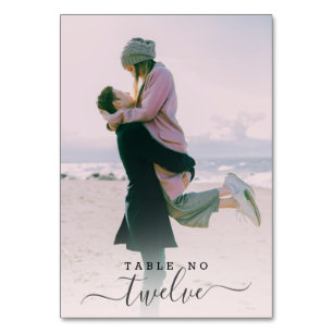 Personalised Couple Photo Hand Lettered Wedding Table Number