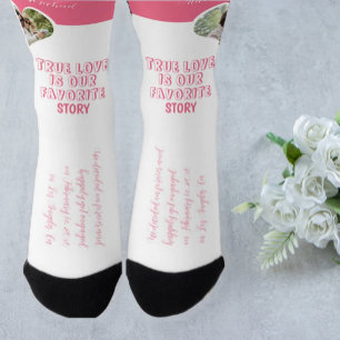 Personalised couple photo love heart engagement  socks